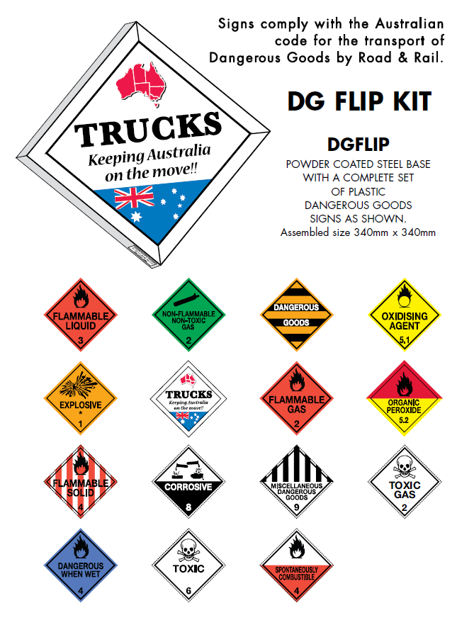 Signage - Dangerous Goods Signs - Flip Kit - 340mm x 340mm