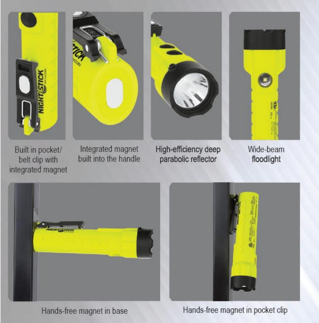 XPP-5422GMX - Intrinsically Safe Dual-Light Flashlight/Floodlight - Nightstick Safety Torch with Integrated Magnets